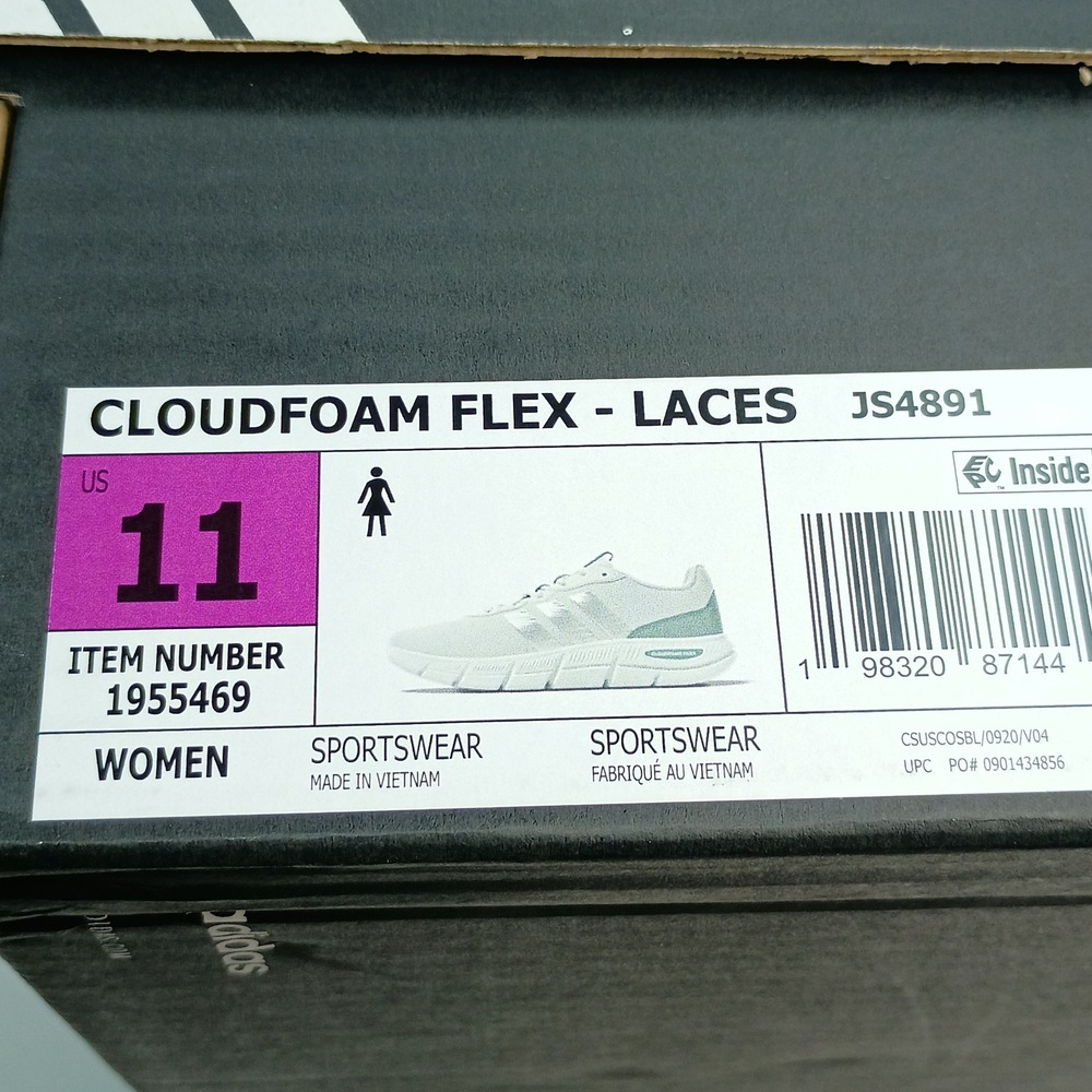Adidas Cloudfoam Flex Laces Running Shoes Women Size 11 White Silver JS4891 - Picture 10 of 10